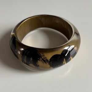 Chunky Brown and Black Bangle Bracelet